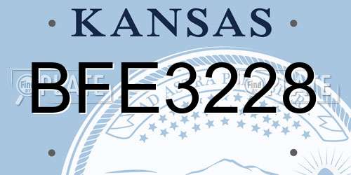 BFE3228 Kansas License Plate