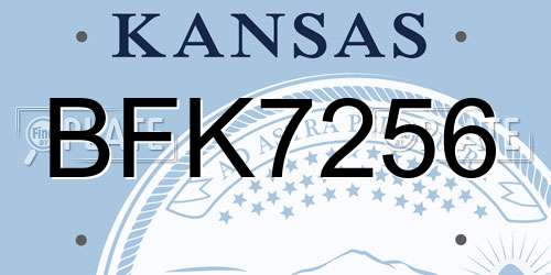 BFK7256 Kansas License Plate