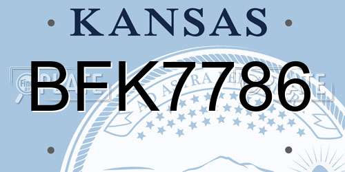 BFK7786 Kansas License Plate