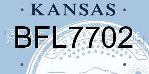 BFL7702 Kansas License Plate