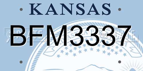 BFM3337 Kansas License Plate