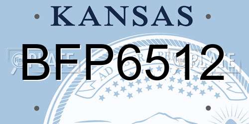 BFP6512 Kansas License Plate