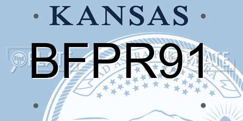 BFPR91 Kansas License Plate