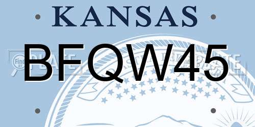 BFQW45 Kansas License Plate