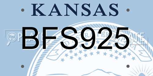BFS925 Kansas License Plate