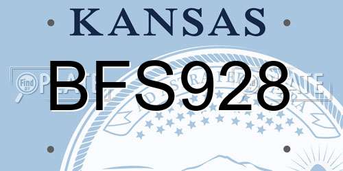 BFS928 Kansas License Plate