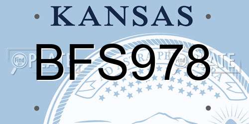 BFS978 Kansas License Plate