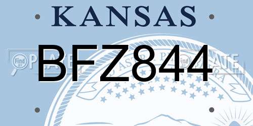 BFZ844 Kansas License Plate