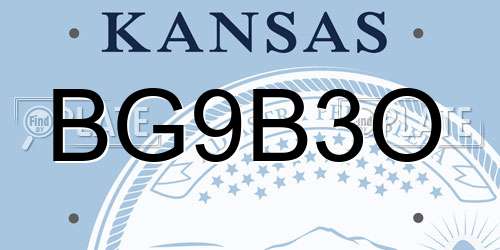 BG9B3O Kansas License Plate
