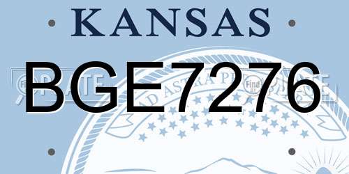 BGE7276 Kansas License Plate