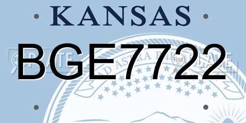 BGE7722 Kansas License Plate