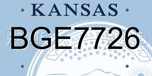 BGE7726 Kansas License Plate