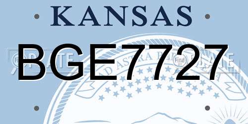 BGE7727 Kansas License Plate