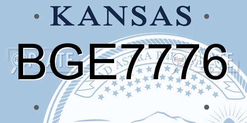 BGE7776 Kansas License Plate