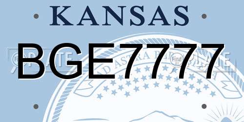BGE7777 Kansas License Plate