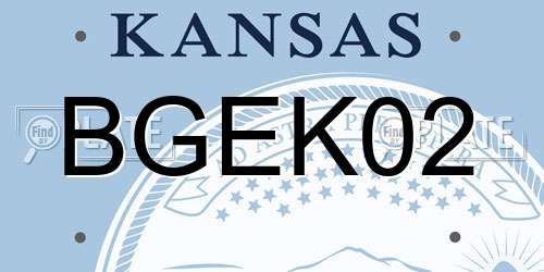 BGEK02 Kansas License Plate