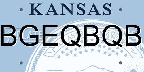 BGEQBQB Kansas License Plate