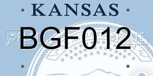 BGF012 Kansas License Plate