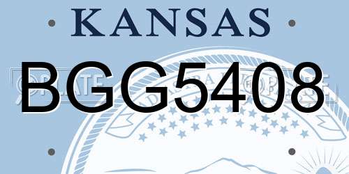 BGG5408 Kansas License Plate