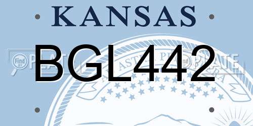BGL442 Kansas License Plate
