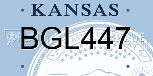 BGL447 Kansas License Plate