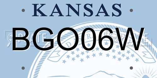 BGO06W Kansas License Plate