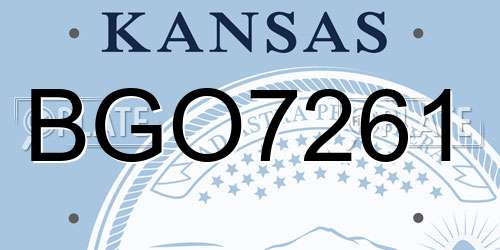 BGO7261 Kansas License Plate