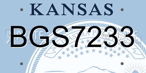 BGS7233 Kansas License Plate