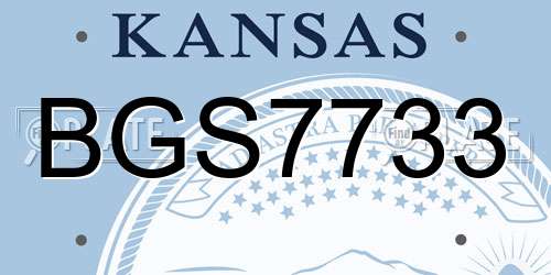 BGS7733 Kansas License Plate