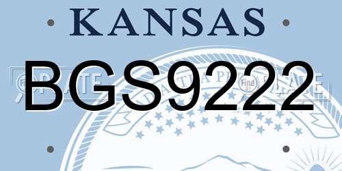 BGS9222 Kansas License Plate