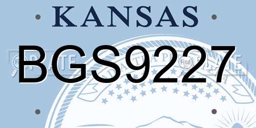 BGS9227 Kansas License Plate