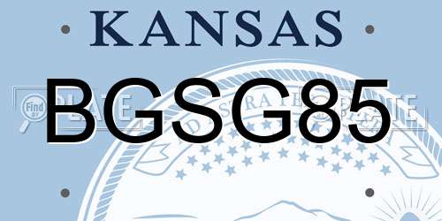 BGSG85 Kansas License Plate