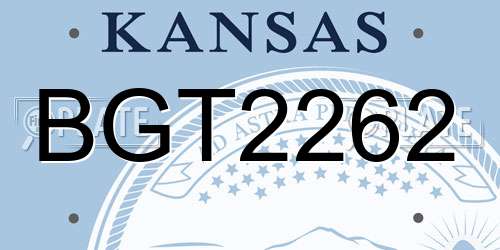 BGT2262 Kansas License Plate