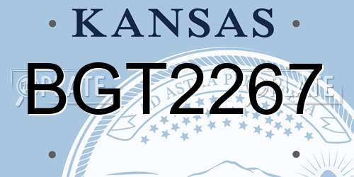 BGT2267 Kansas License Plate