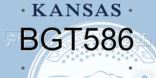 BGT586 Kansas License Plate