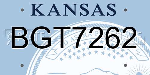 BGT7262 Kansas License Plate
