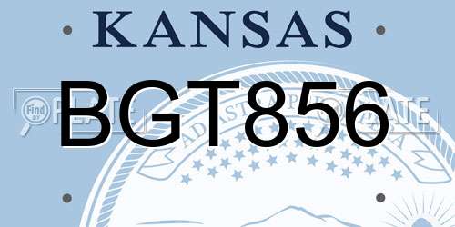 BGT856 Kansas License Plate