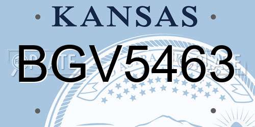 BGV5463 Kansas License Plate