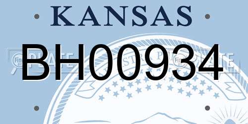 BH00934 Kansas License Plate