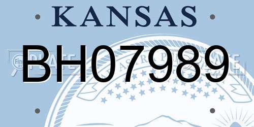 BH07989 Kansas License Plate