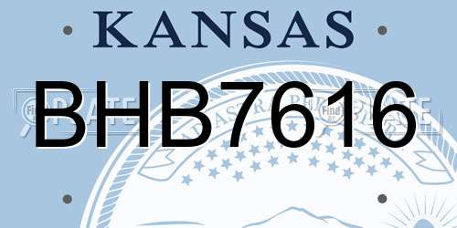 BHB7616 Kansas License Plate