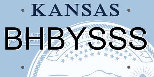 BHBYSSS Kansas License Plate