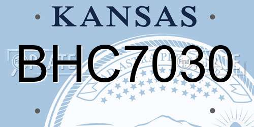 BHC7030 Kansas License Plate