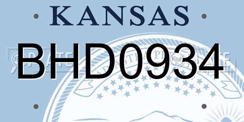 BHD0934 Kansas License Plate