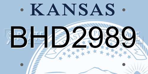 BHD2989 Kansas License Plate