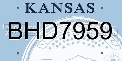 BHD7959 Kansas License Plate