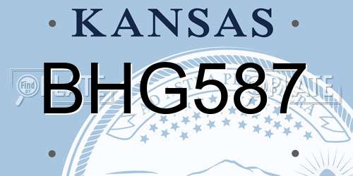 BHG587 Kansas License Plate