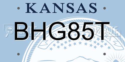 BHG85T Kansas License Plate