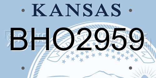 BHO2959 Kansas License Plate