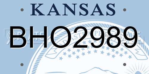 BHO2989 Kansas License Plate